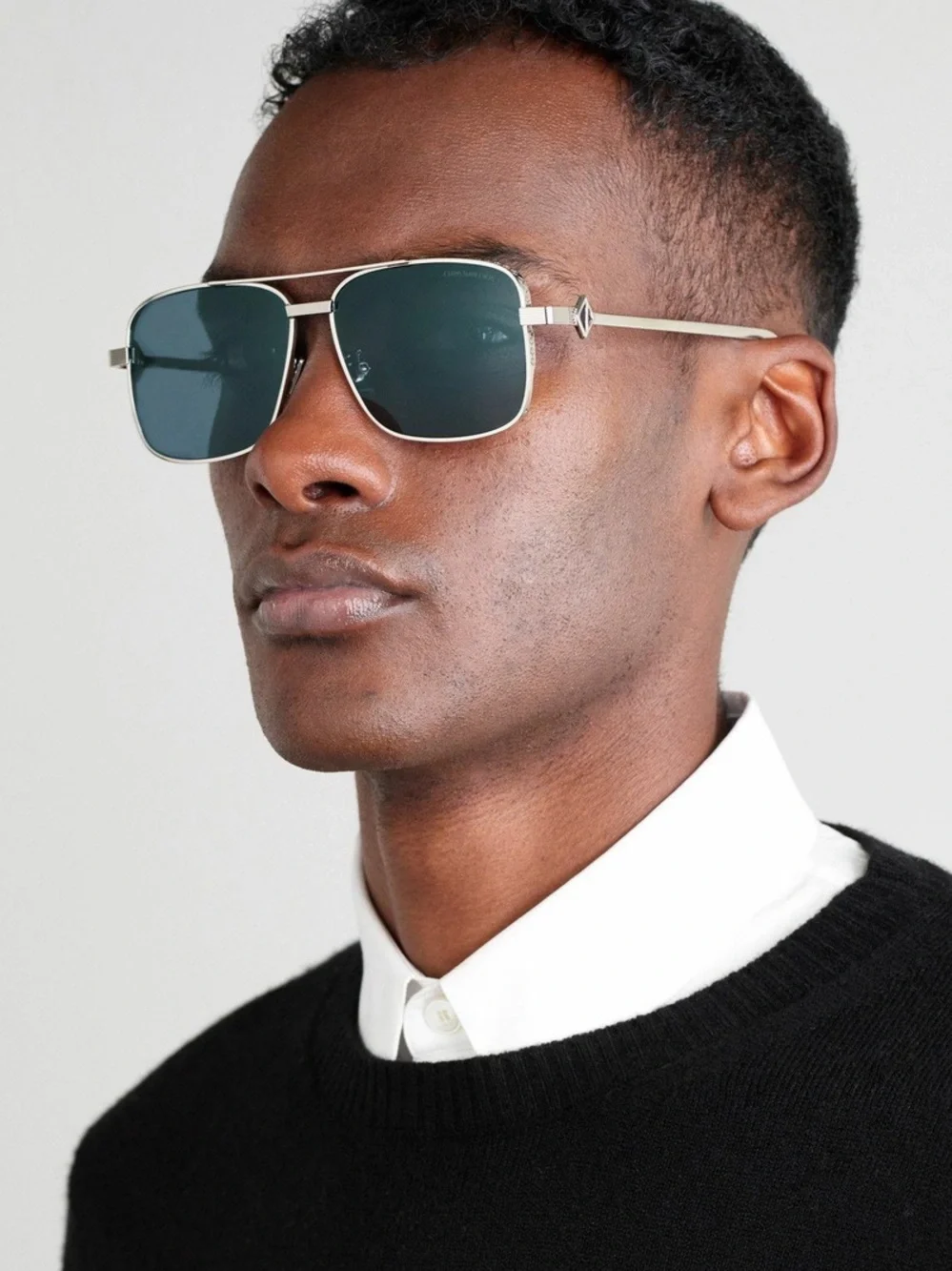 Dior CD Geometric Diamond S9U Square-Frame Silver-Tone Sunglasses NWT $610